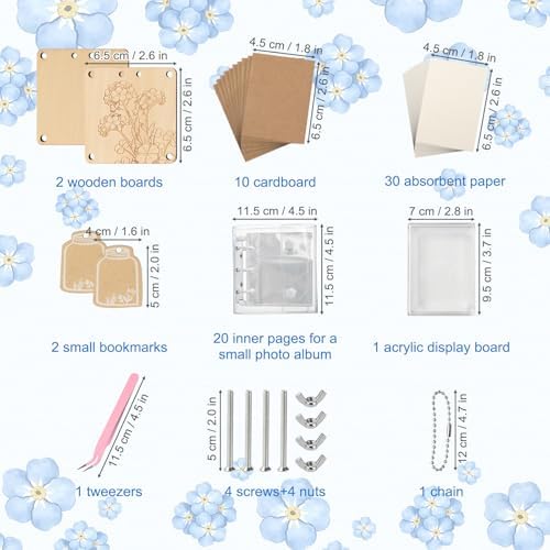 YPJXBEST Mini Flower Press Kit,2.55"x2.55" Portable Pocket Flower Press DIY Botanical Crafts Mini Plant Preservation Kit for Hiking & Nature Journaling Arts and Crafts Lovers,Plant Lover Gifts