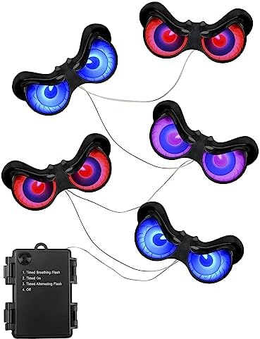 Halloween Decorations, 5 Pack Glowing & Flashing LED Eye Lights for Indoor/Outdoor Use, Bush, Yard, Window, Party