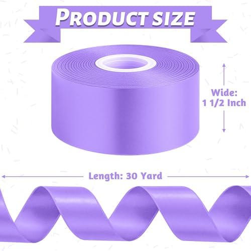 1 1/2 in 30 Yards Violet Ribbon for Gift Wrapping Birthday Graduate Craft