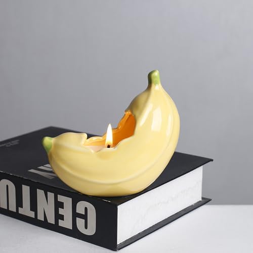 Banana-Shaped Candle Holder, Novelty Fruit Theme Ceramic Jar, Home Decor Potted Plant, Easter Egg Fillers Candy/Sweet Jar