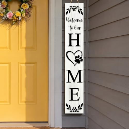 Welcome Sign Porch Decor Front Door Outdoor Wooden Board, Rustic Farmhouse