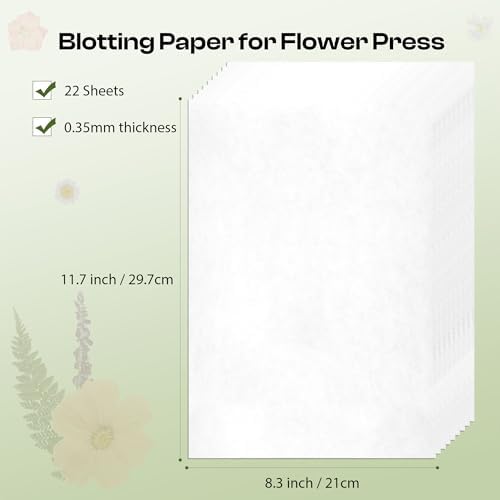 Caydo 22pcs Large 11.8 x 8.26 Inch Blotting Paper for Flower Press, Highly Absorbent and Reusable Blotter Papers for Pressing Flower & Herbarium Herbs,Simply Cutting Blotter Sheets for Craft Supplies