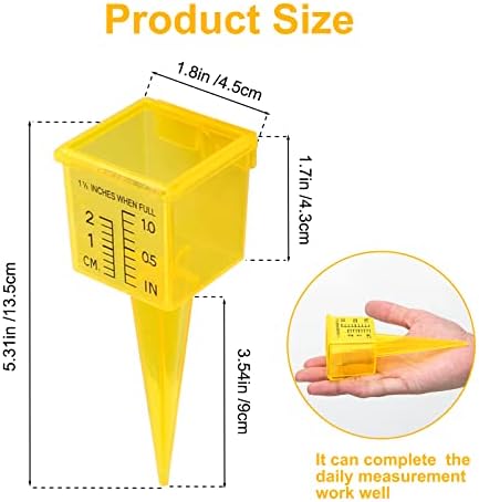10&15&20P Rain Gauge Outdoor, 1.5" Sprinkler Gauge Lawn Water Gauge for Rain with Wide Mouth Water Measuring Tool for Yard Garden Lawn Decor (20, Yellow)