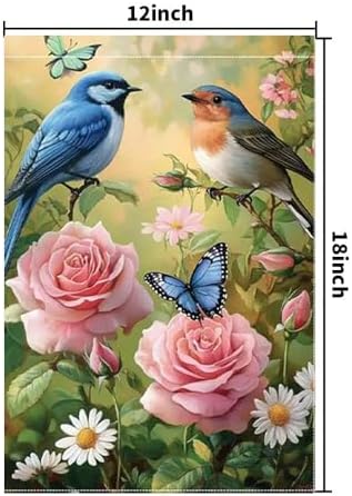 Spring Summer Bird Garden Flags for Outside 12x18 Double Sided