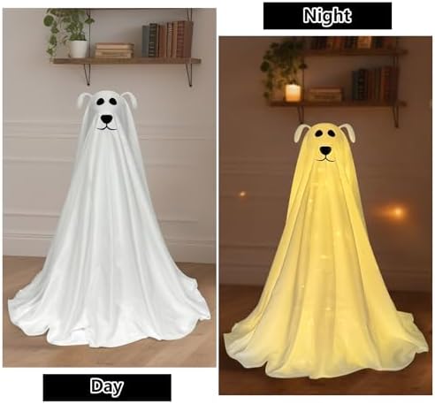 Halloween Decorations, 2.5FT Light Up Halloween Ghost Dog with Remote