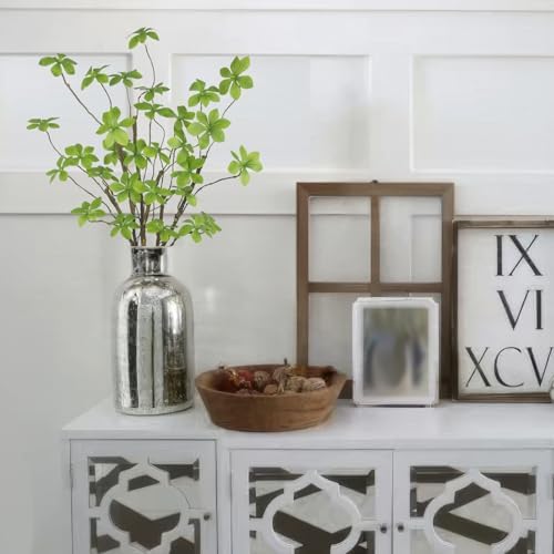 CISDUEO 3 Pcs Artificial Green Leaves Stem Plants Faux Floral Stems Fake Leaves Silk Artificial Greenery Branches with Long Stem for Vases Farmhouse Centerpiece Home Office Party Wedding Shop Decor
