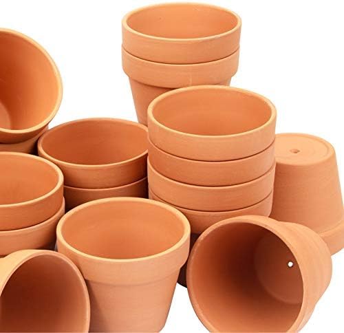 [26 Pack] 4" Terracotta Planter Pots with Drainage Hole - Clay, Ceramic, Cactus, Flower & Succulent Nursery Pots for