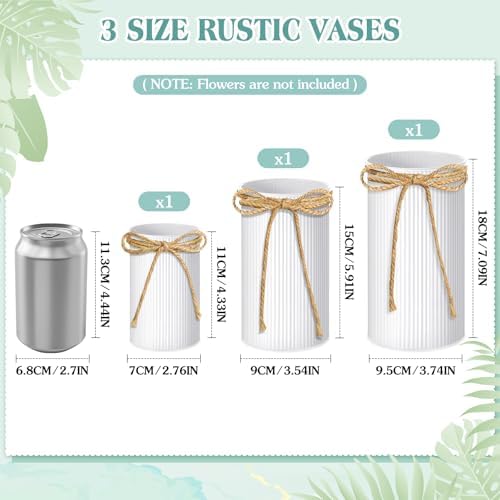 Zonon Farmhouse Vase Decor, Galvanized Flower Bucket,White,3 Pcs