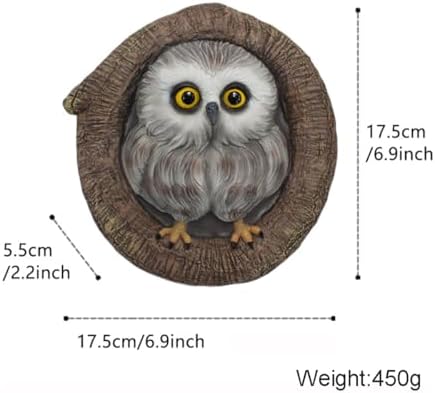Owl Tree Hugger Whimsical Tree Sculpture Garden Statues Outdoor Tree Face Decor Garden Peeker Yard Art Decorations (Singel Owl)