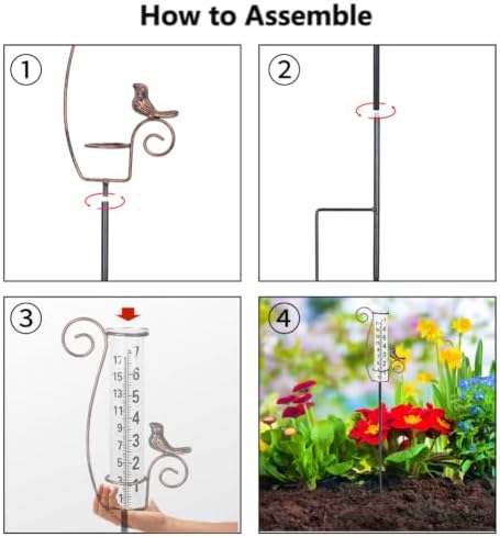 Rain Gauge Outdoor with Glass Tube for Measuring Precipitation