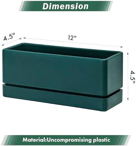 D'vine Dev 2-Pack Rectangular Planters, 12 x 4.5 in, Green, 76-X-C-2