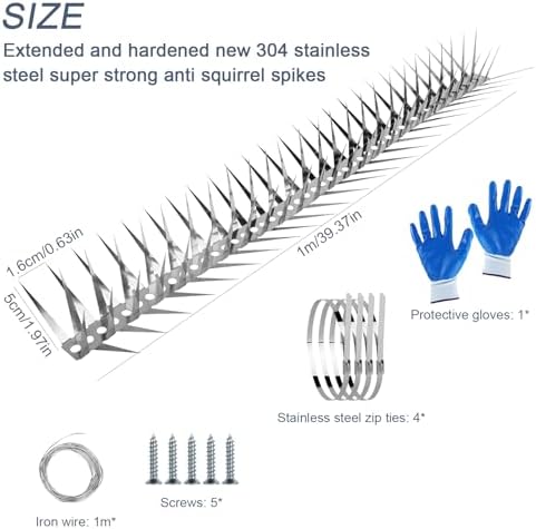 Bird Spikes 3.2 FT Anti Climb Spikes Stainless Steel Bird Squirrel Deterrent