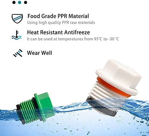 Feelers 1/2" PT Inner Hex Female Threaded PPR Pipe Plug End Cap Garden Hose Stopper Prevent Leakage Choke Fitting, Pack of 5, White