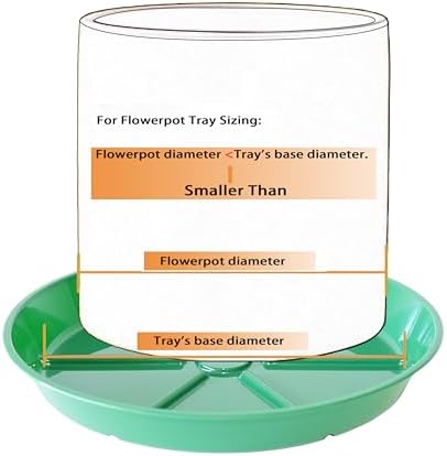Plant Saucer Pot Tray 14 inch, 4 Packs Flower Planter Saucers and Drip Trays, Heavy Duty Round Plastic Flower Plant Dish Pant Plate to Catch Water for Indoor & Outdoor, Green
