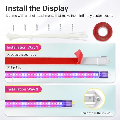 iPower 2Pack 40W LED Grow Lights with Full Spectrum Plant Growing Light Strips for Indoor Plant with Auto ON/Off 3/9/12H Timer, 10 Dimmable Levels 48 LEDs Per Tude, 3 Tubes, Red&Blue