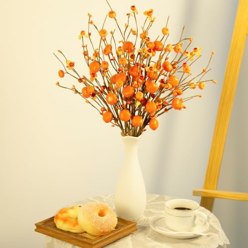 8-Pack Fall Stems Artificial Fall Picks 17" Tall with Mini Pumpkins
