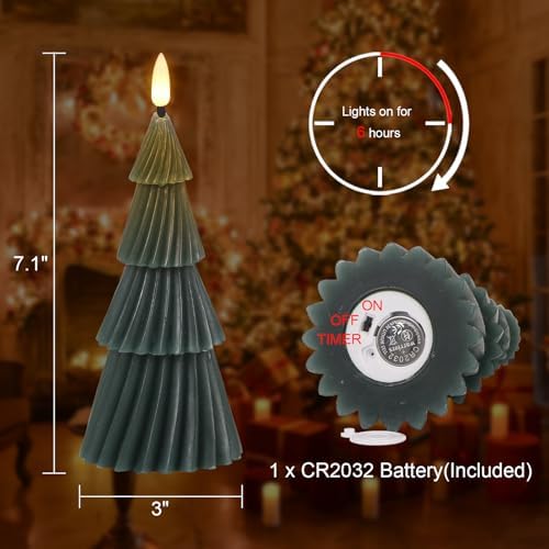 Eldnacele Christmas Tree Flameless Candles Battery Operated with Timer