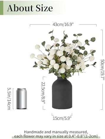 BLOSMON Fake Mum Flowers in Vase, White Dining Table Centerpiece Decor