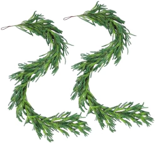 Rowfad 6Ft Norfolk Pine Garland for Mantle Christmas Decorations, 2 Set