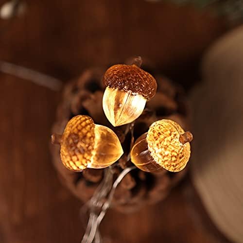 3D Twinkle Acorn Fall Decorations Harvest String Lights 10ft Copper Wire 30 LEDs Battery Powered with Timer Remote Control for Wedding Bedroom Fireplace Mantel Ice Age Ornaments Home Decor