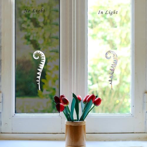 24 Pieces Static Window Clings Decals for Bird Strikes, Fern Style