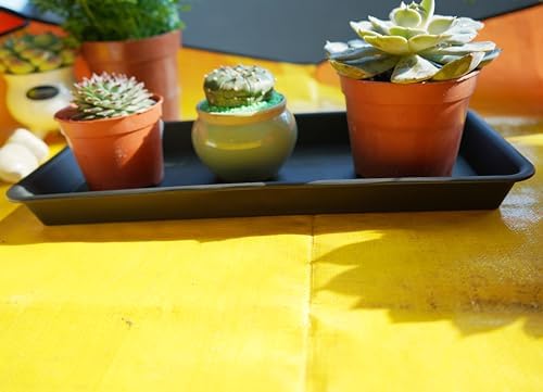 VUWEZ 2 Pack of Plastic Plant Tray Saucer Rectangular 17 18 inch, Plant Trays Saucers for Indoors Outdoor, Plant Water Drip Tray for Flower Pot Planter, Windowsill Plant Tray (7.8 X 17.5'', Black)