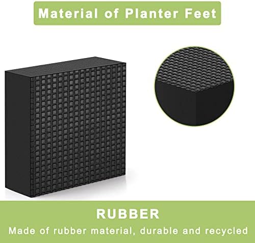 vensovo Invisible Rubber Pot Feet – Square Non-Slip Risers Elevate 3/4 Inch for Drainage & Airflow, 12 Pack Solid Pot Risers for Indoor & Outdoor Planters, Garden, Patio, Deck Use (2" Size)