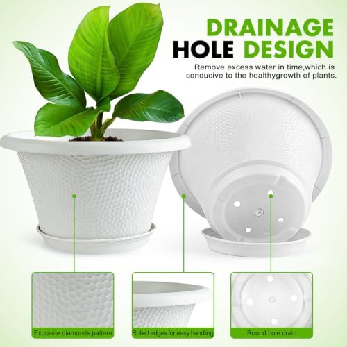 Quarut 12 Inch Pots for Plants,4 Pack Large Flower Pots with Drainage Hole