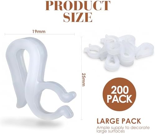 Holiday Joy Mighty Clip Hooks for Outdoor String Lights, 200 Pack