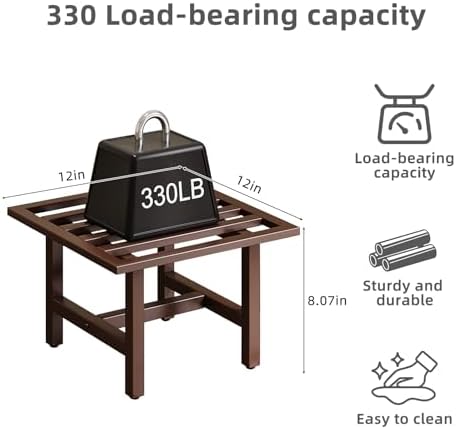 3 Pack Metal Plant Stand, 330 lbs Square Pot Shelf,Coffee