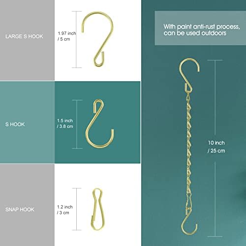 Chain for Hanging Plants, 10 Inch Gold Hanging Basket Chain