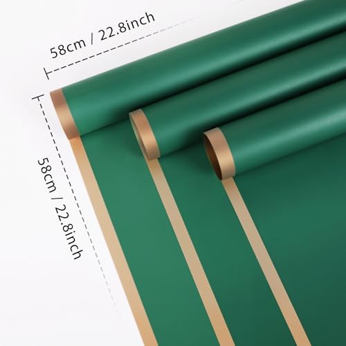 20 Sheet Flower Wrapping Paper-Waterproof Floral Bouquet Paper (Dark green)