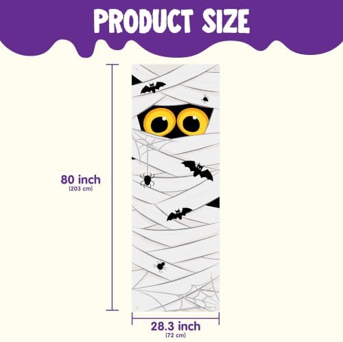 JOYIN 28”x80” Halloween Mummy Door Cover Decorations Indoor, Spooky Home Decor Haunted House Stickers, Scary Home Party Supplies Front Room Decor Outdoor