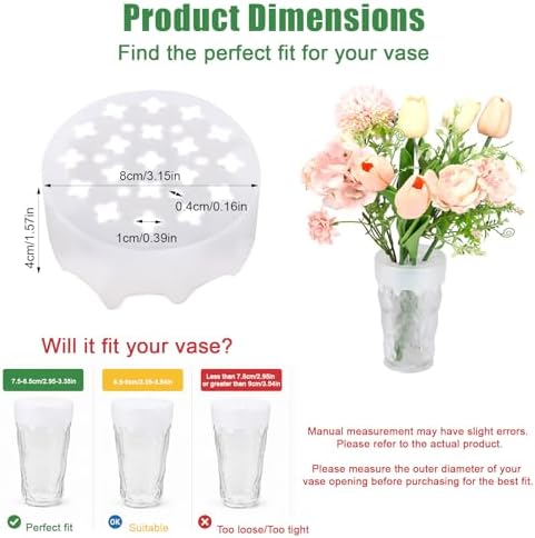 Sinbana 2pcs Clear Silicone Flower Grid, 8x4cm/3.15x1.57in Flexible Flower Arranger Grid Reusable & Waterproof Floral Stem Holder for Vase DIY Arrangements Home Wedding Party Decoration