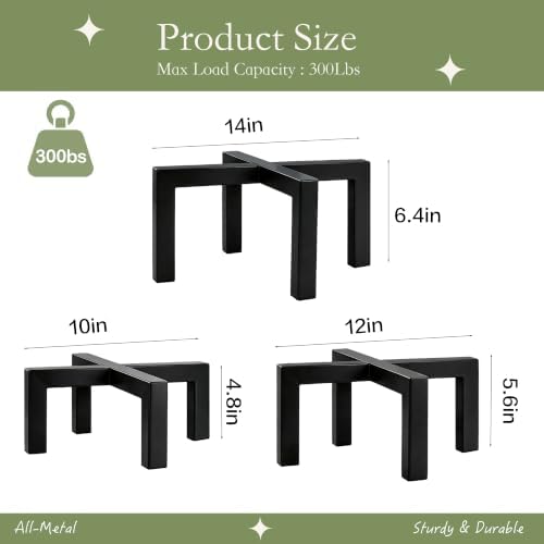 3 Pcs Metal Plant Stand Outdoor Indoor, Heavy Duty Pot Holder Risers