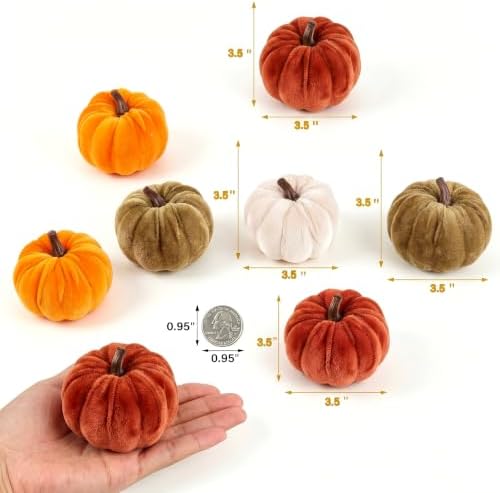 FJAKA 12 Pcs Velvet Pumpkin Mini Decor, Artificial Small Foam Pumpkins Fall Thanksgiving Home Table Indoor Decorations