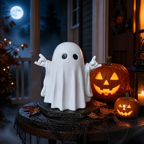 Halloween Ghost Figurine White Decorative Cute Ghost Ornaments Resin Spooky Ornaments for Holiday Home and Office Decorations