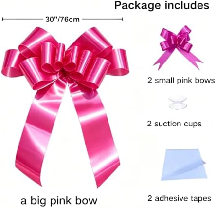 Giant Car Bow 30 Inch Big Pink Bow for Car Gift Birthday & Party Decor