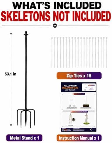 1 P Skeleton Stand for 5-5.6 ft Halloween Skeletons,Skeleton Not Included