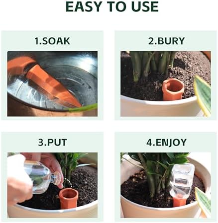 Soilagua Wine Bottle Watering Spikes, Terracotta Watering Spikes for Out | Indoor Plants, Self Watering Planter Insert, Vacation Plant Watering Devices, Clay Plant Watering Globes, 8-Pack