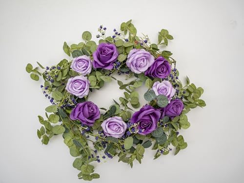 6FT Artificial Eucalyptus Flower Garland with Purple Roses & Baby's Breath