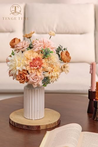 TINGE TIME Artificial Wedding Flower Combo, Rose Peony Blush Champagne