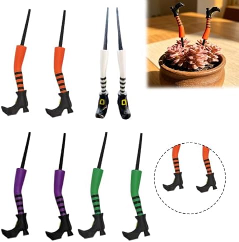 Gothic Witch Legs Plant Stakes, 3D Printed Plastic Garden Decor 2Pcs, Green
