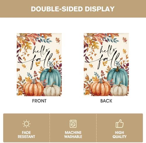 AVOIN colorlife Hello Fall House Flag 28x40 Inch Double Sided Outside