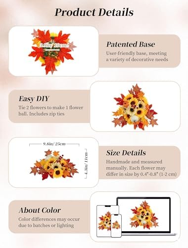BLOSMON Fall Flowers Artificial for Table Decorations, 2 Pcs, Orange