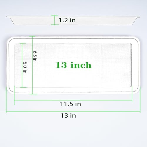 VUWEZ 2 Pack of Plastic Plant Tray Saucer Rectangular, Plant Trays Saucers for Indoors Outdoor, Plant Water Drip Tray for Flower Pot Planter, Windowsill Plant Tray (6.5 X 13 Inch, Gray)