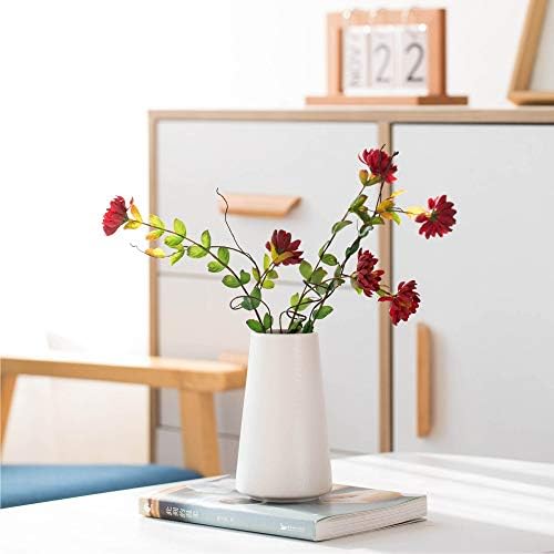 Simple Boho Ceramic Flower Vase for Home Decor (Bright White,Small)