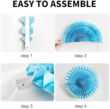 Blue Honeycomb Paper Fan Decorations Royal Blue Hanging Decor 10Pcs
