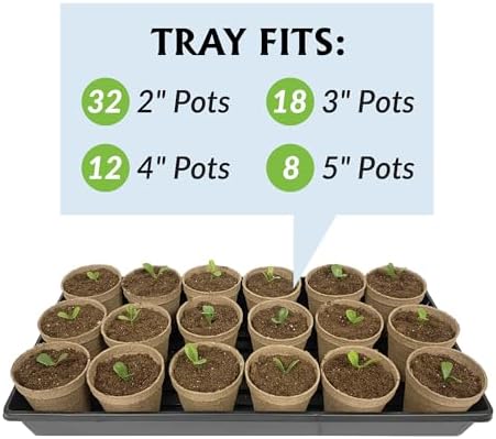 Jiffy Plant Germination Tray - Watertight, Lightweight - 10.75 x 21 in, 2 in Tall - 10-Pack - Plastic