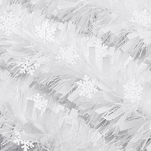 DIYDEC 5pcs 33ft Christmas White Tinsel Garlands